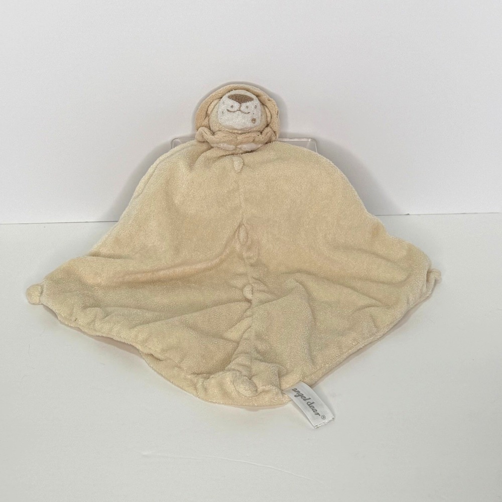 Angel Dear Baby Security Blanket Beige Tan Lion Sleeping Lovey Plush Stuffed - Picture 5 of 7